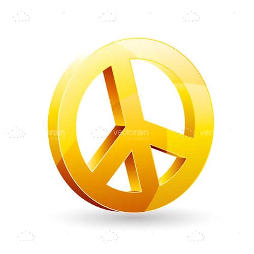 3D Golden Peace Symbol